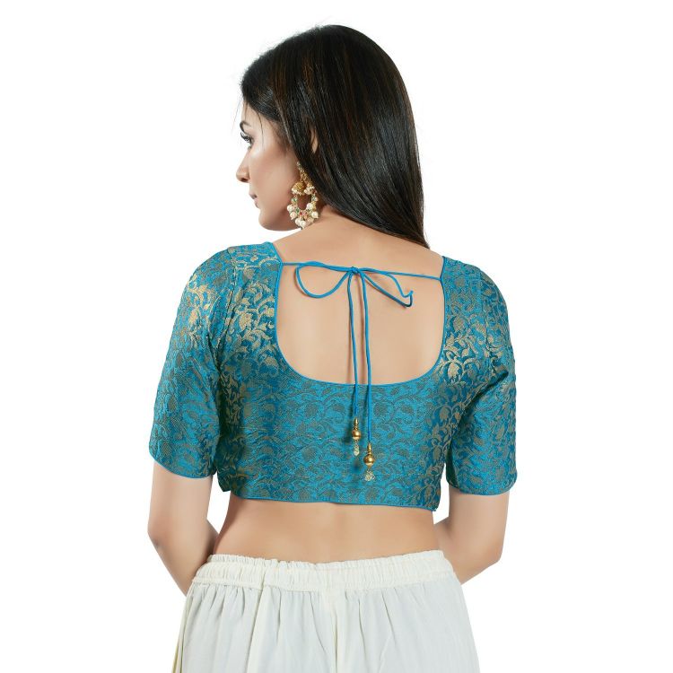 Picture of Gorgeous Brocade Sky Blue Readymade Blouse