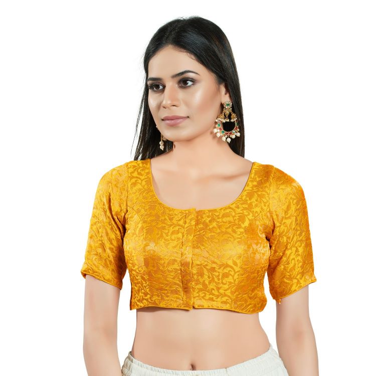 Picture of Superb Brocade Yellow Readymade Blouse