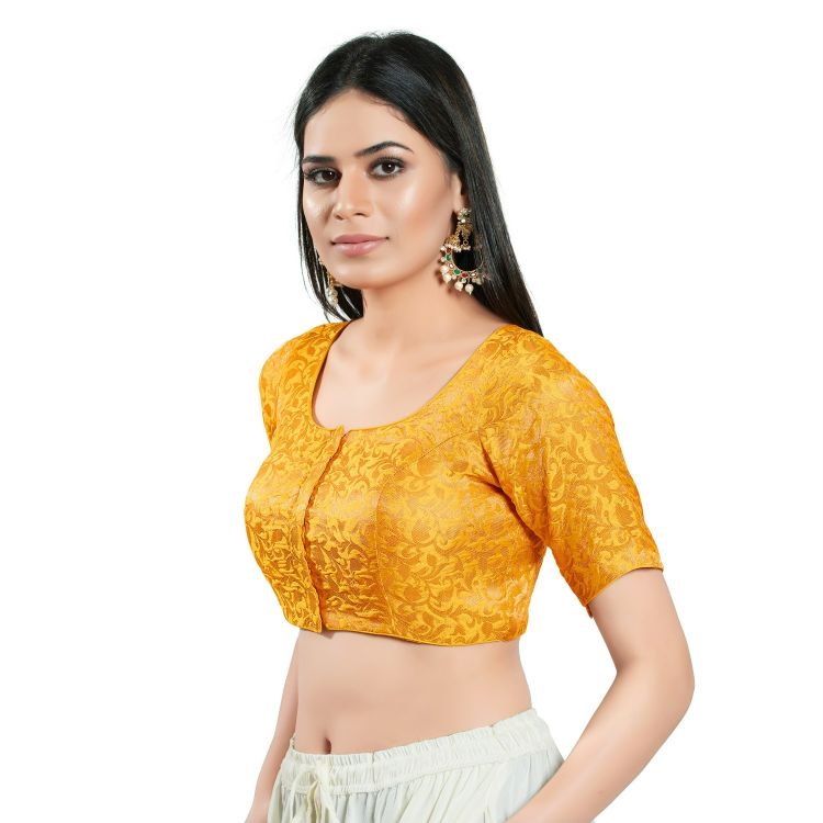 Picture of Superb Brocade Yellow Readymade Blouse