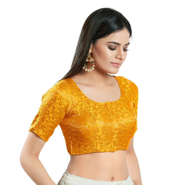 Picture of Superb Brocade Yellow Readymade Blouse