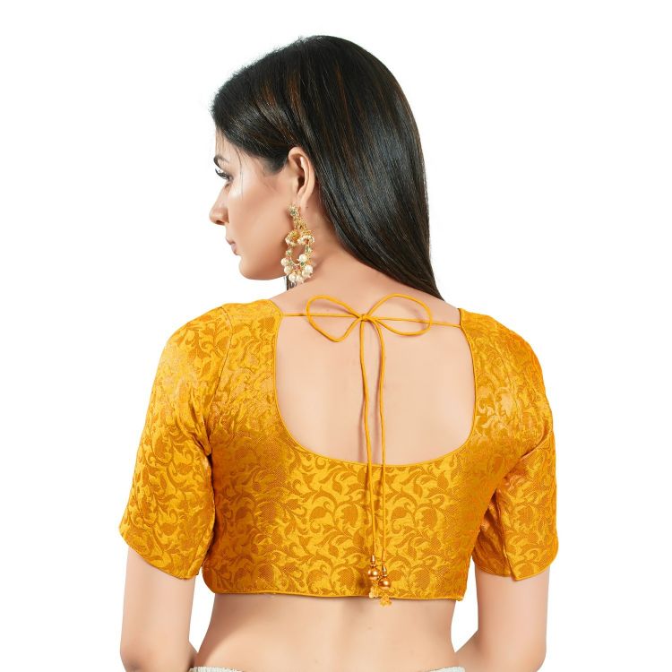 Picture of Superb Brocade Yellow Readymade Blouse