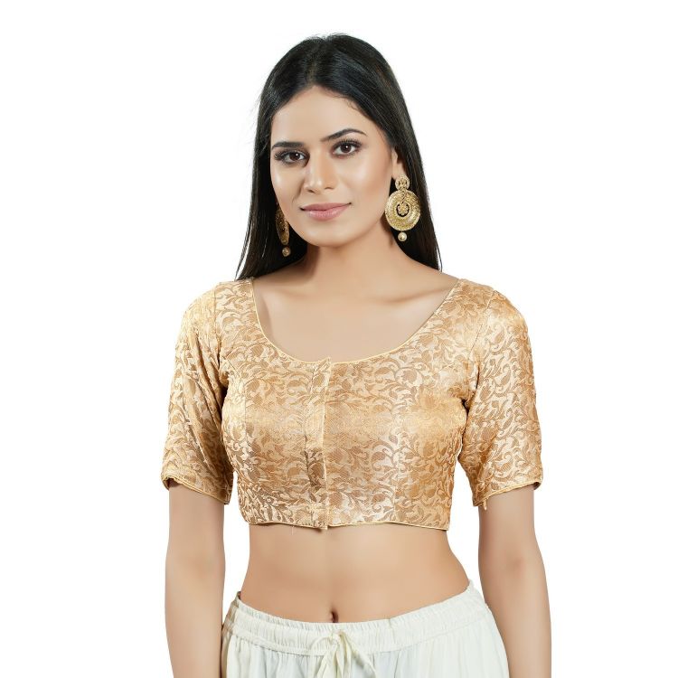 Picture of Grand Brocade Light Gold Readymade Blouse