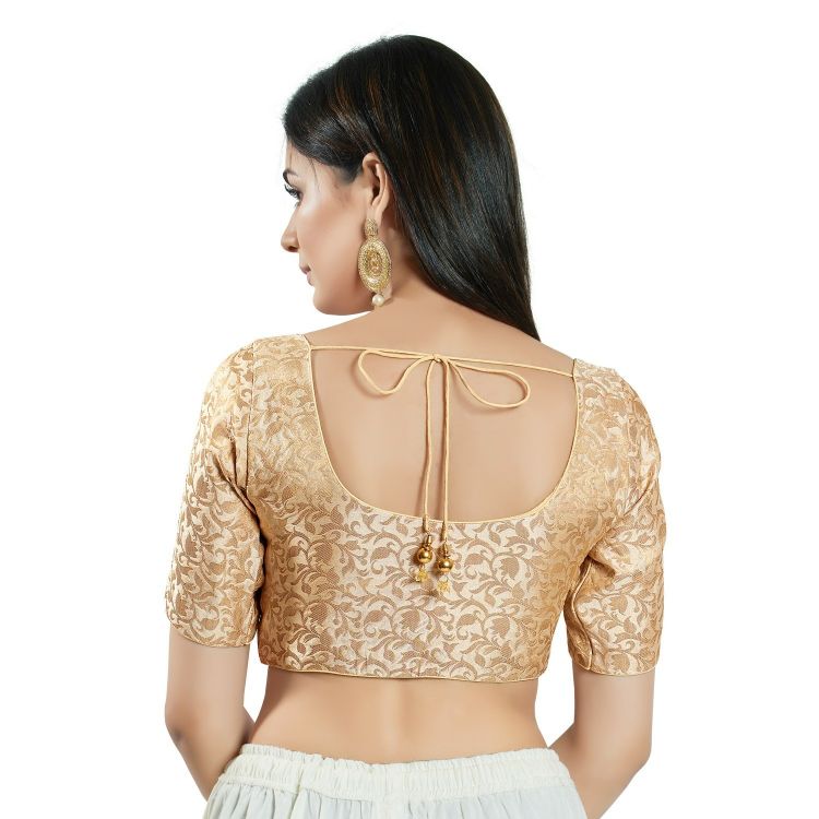 Picture of Grand Brocade Light Gold Readymade Blouse