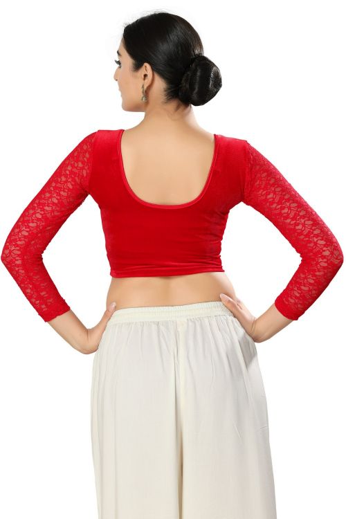 Picture of Alluring Cotton Lycra Red Readymade Blouse