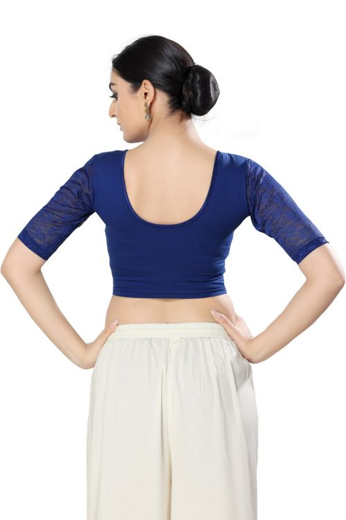 Picture of Charming Cotton Lycra Blue Readymade Blouse