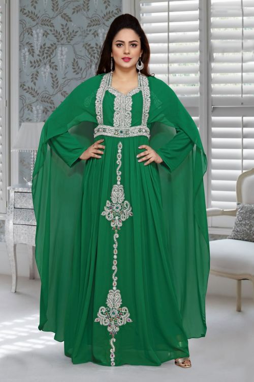 Picture of Delightful Georgette Green Islamic Wear