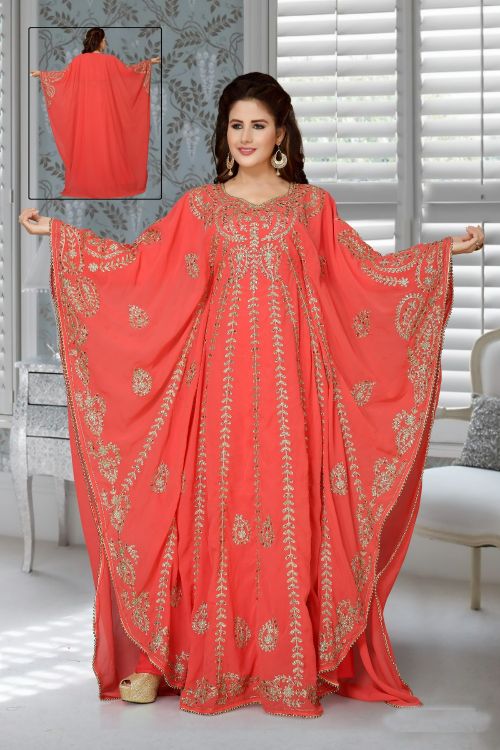 Picture of Comely Georgette Orange Islamic Wear