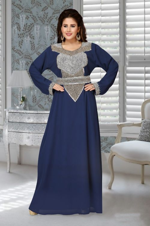 Picture of Good Looking Georgette Navy Blue Islamic Wear
