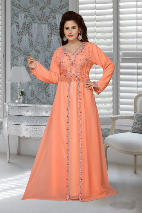 Picture of Delightful Georgette Peach Puff Islamic Wear