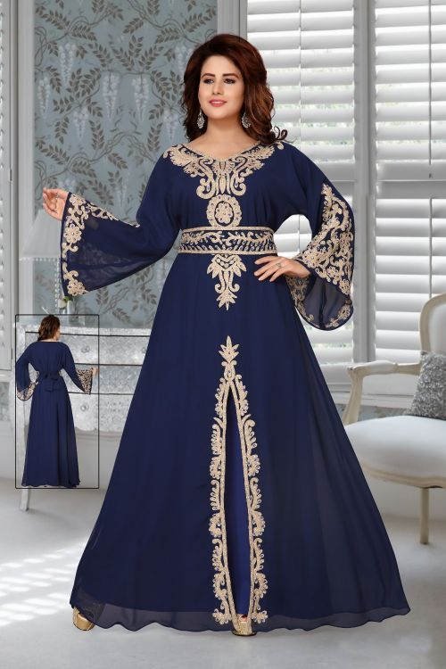 Picture of Amazing Georgette Navy Blue Islamic Wear