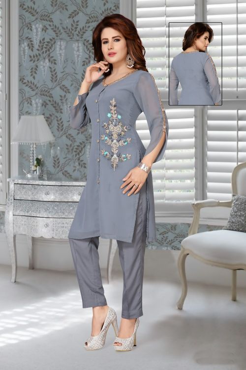 Picture of Beauteous Georgette Grey Islamic Wear