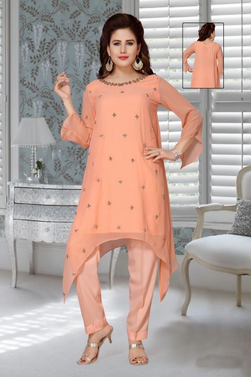 Picture of Graceful Georgette Peach Puff Islamic Wear