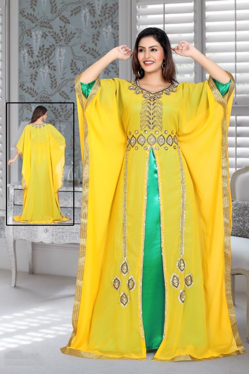 Picture of Beauteous Georgette Yellow Islamic Wear