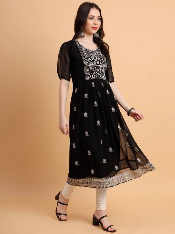 Picture of Ideal Georgette Black Readymade Kurti