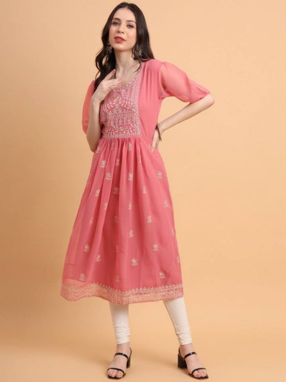 Picture of Ravishing Georgette Pink Readymade Kurti