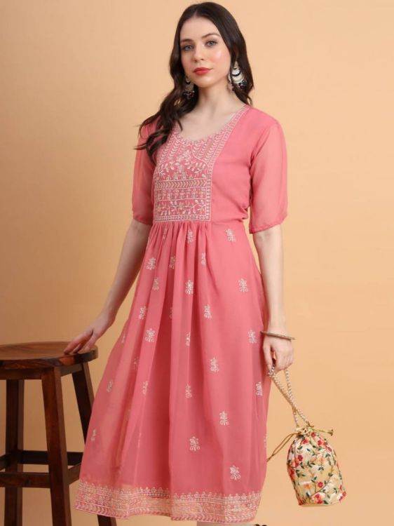 Picture of Ravishing Georgette Pink Readymade Kurti