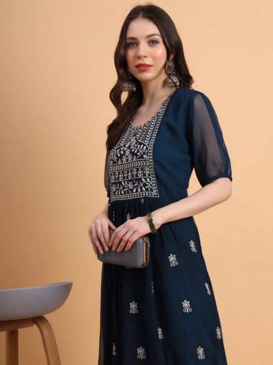 Picture of Amazing Georgette Navy Blue Readymade Kurti