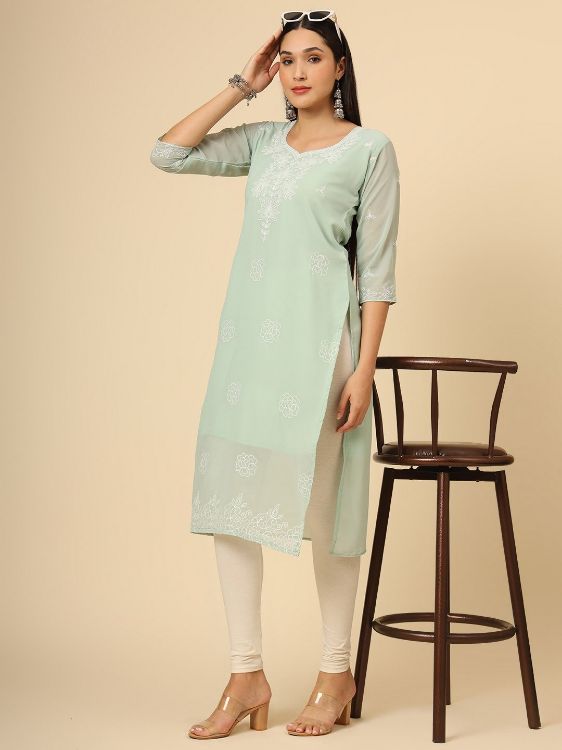 Picture of Shapely Georgette Light Green Readymade Kurti