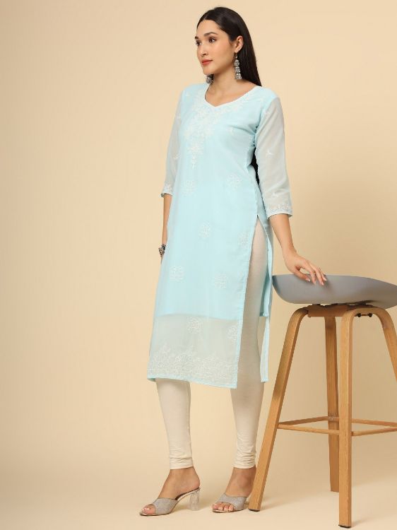 Picture of Fine Georgette Sky Blue Readymade Kurti