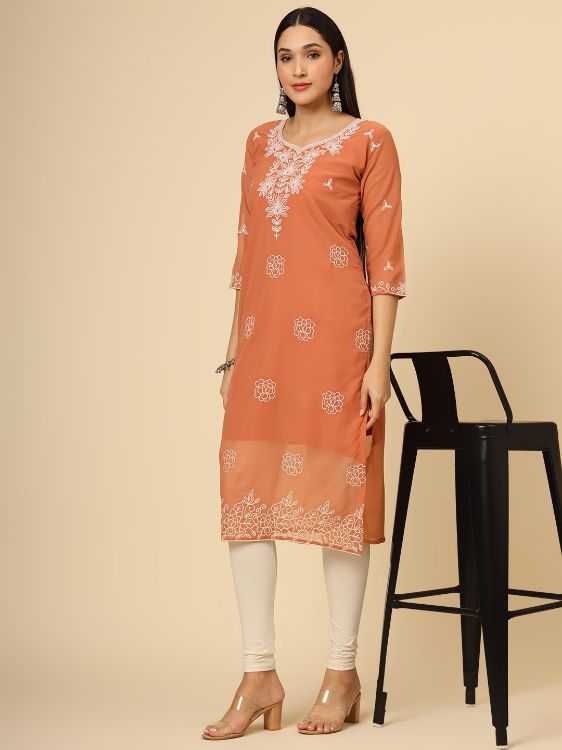 Picture of Wonderful Georgette Brown Readymade Kurti
