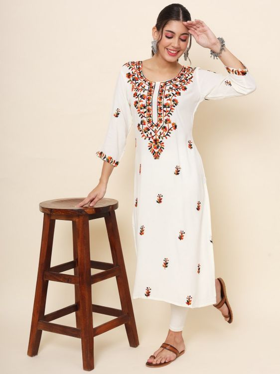 Picture of Radiant Rayon White Readymade Kurti