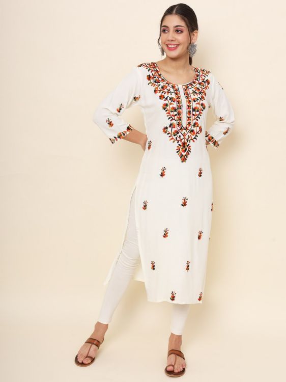 Picture of Radiant Rayon White Readymade Kurti