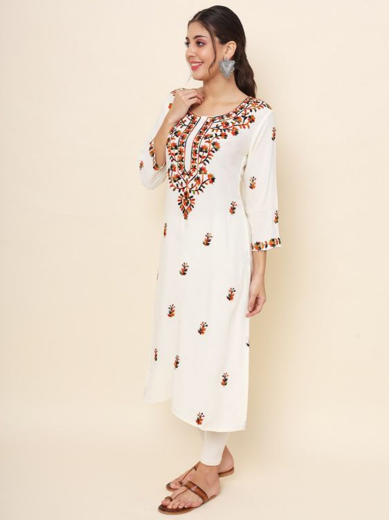 Picture of Radiant Rayon White Readymade Kurti