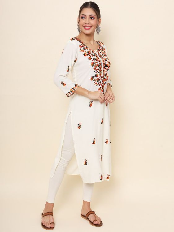 Picture of Radiant Rayon White Readymade Kurti