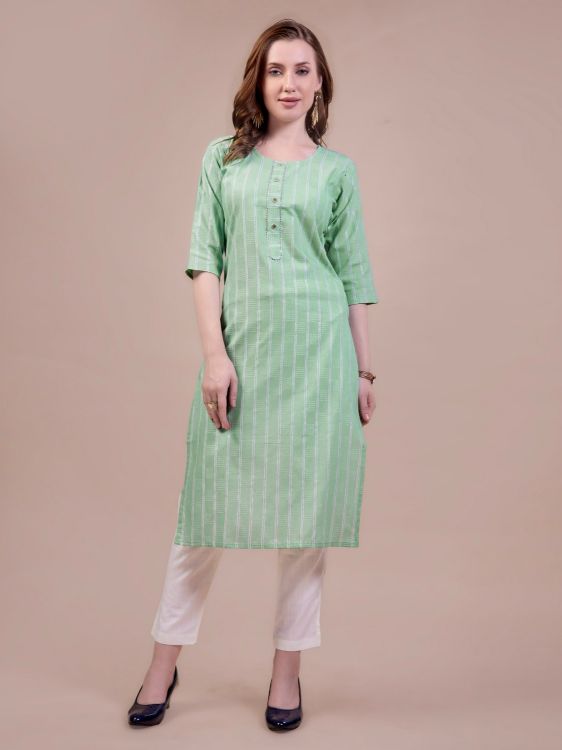 Picture of Bewitching Cotton Light Green Readymade Kurti