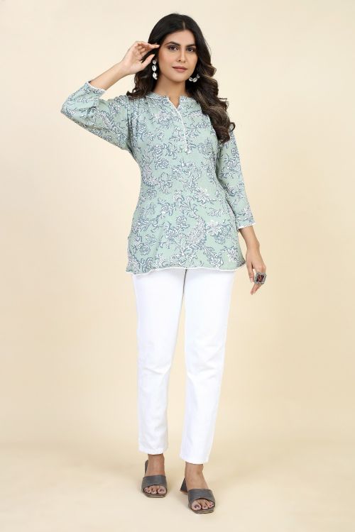 Picture of Radiant Rayon Grey Readymade Short Kurti