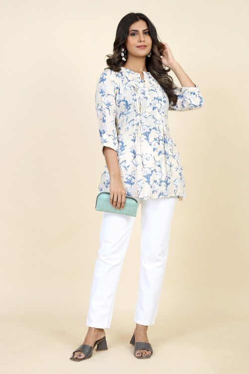 Picture of Marvelous Rayon White Readymade Short Kurti