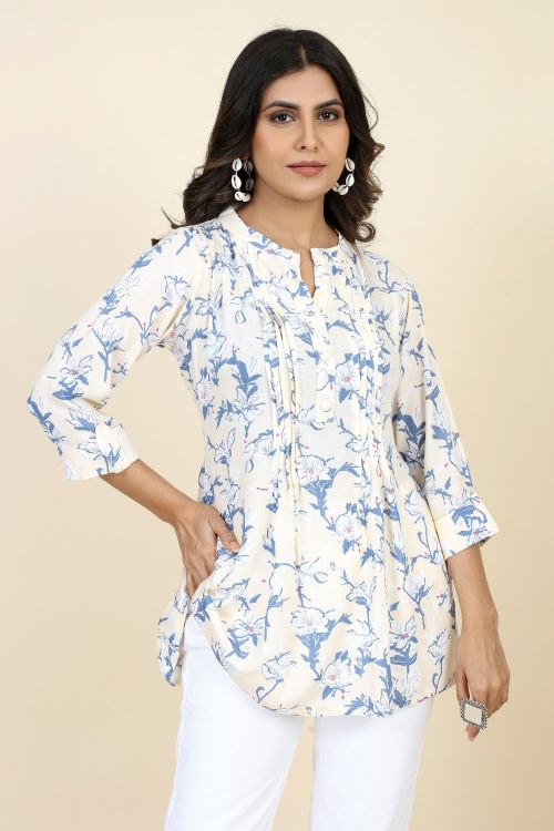 Picture of Marvelous Rayon White Readymade Short Kurti