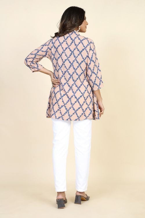 Picture of Well Formed Rayon Light Pink Readymade Short Kurti