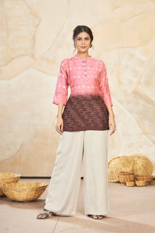 Picture of Beautiful Silk Multi Readymade Short Kurti