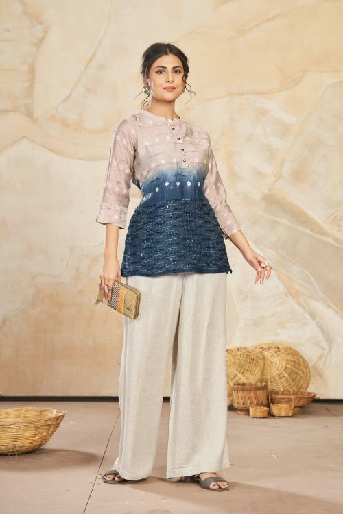 Picture of Nice Silk Multi Readymade Short Kurti