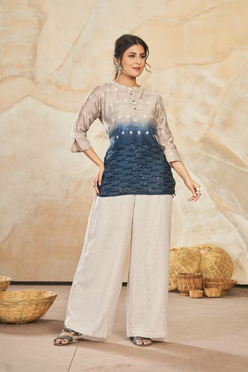 Picture of Nice Silk Multi Readymade Short Kurti