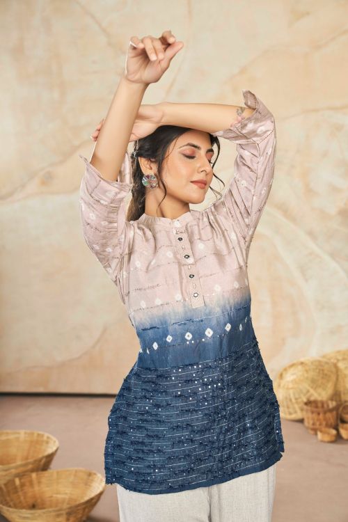 Picture of Nice Silk Multi Readymade Short Kurti