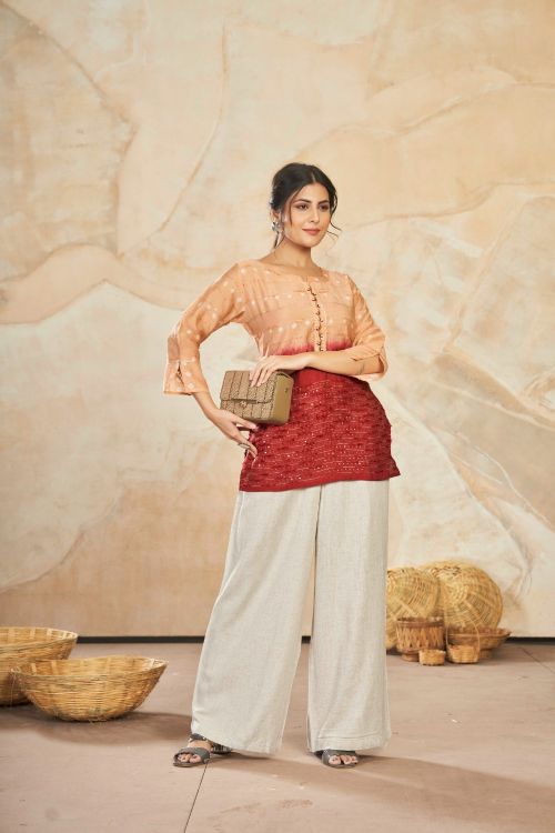 Picture of Graceful Silk Multi Readymade Short Kurti