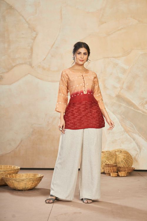 Picture of Graceful Silk Multi Readymade Short Kurti