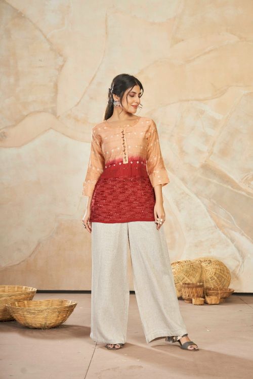 Picture of Graceful Silk Multi Readymade Short Kurti