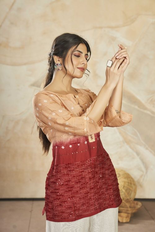 Picture of Graceful Silk Multi Readymade Short Kurti