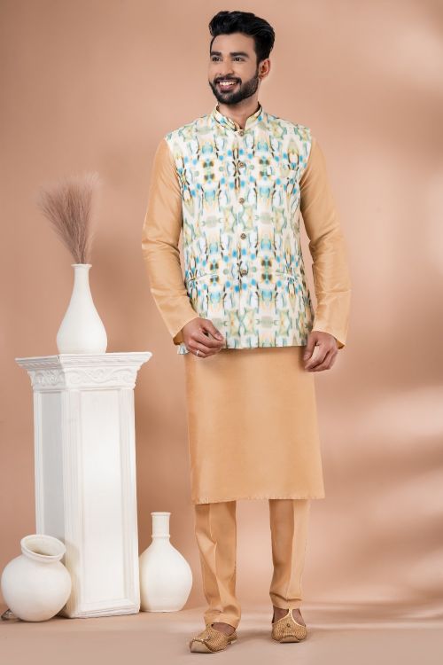 Picture of Bewitching Cotton Multi Kurta Pajama With Jacket