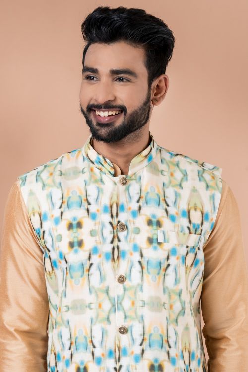 Picture of Bewitching Cotton Multi Kurta Pajama With Jacket