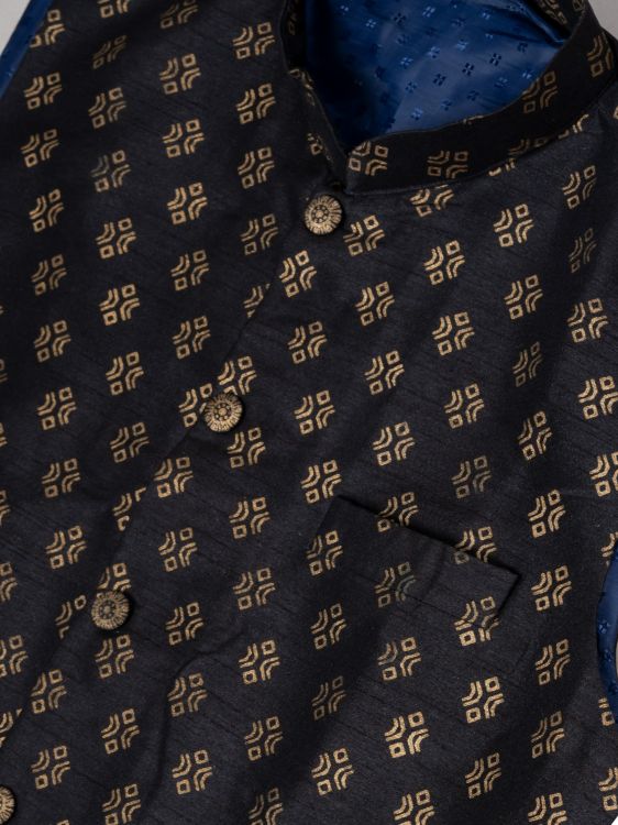 Picture of Pretty Dhupion Silk Black Kurta Pajama With Jacket