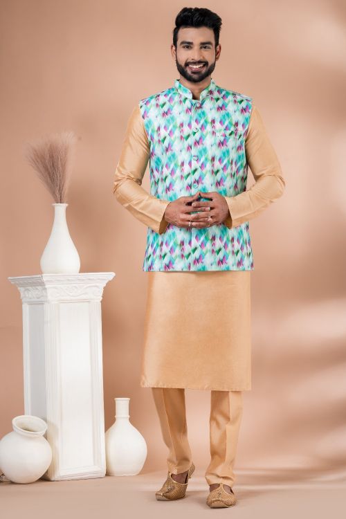 Picture of Ideal Cotton Multi Kurta Pajama With Jacket