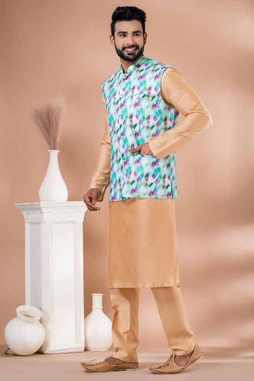 Picture of Ideal Cotton Multi Kurta Pajama With Jacket