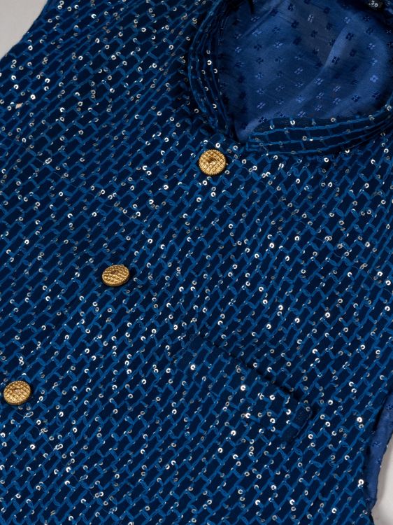 Picture of Ideal Viscose Navy Blue Kurta Pajama With Jacket