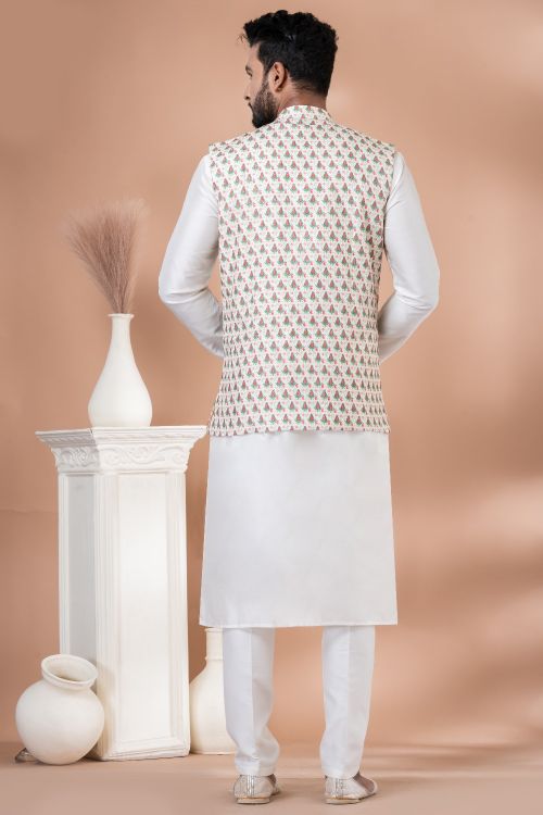 Picture of Delightful Mono Printed Multi Kurta Pajama With Jacket