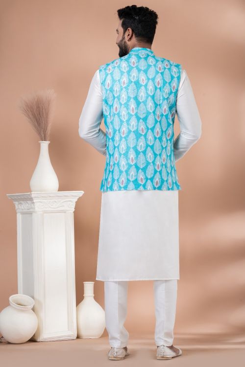 Picture of Pretty Mono Printed Multi Kurta Pajama With Jacket