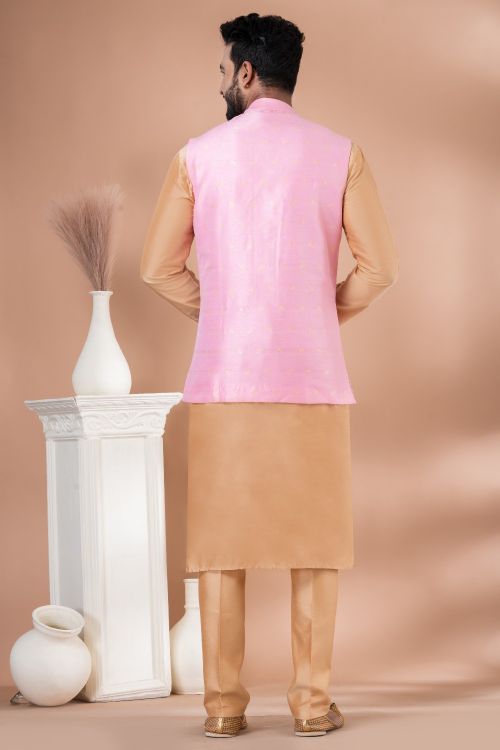 Picture of Bewitching Silk Pink Kurta Pajama With Jacket